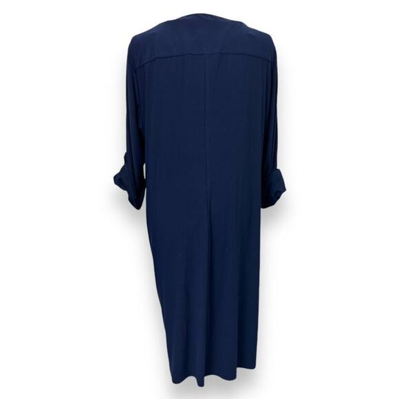 Soho Apparel Ltd Womens Navy 3X Midi Stretch Dress With Pockets & Zipper Detail - Picture 4 of 8